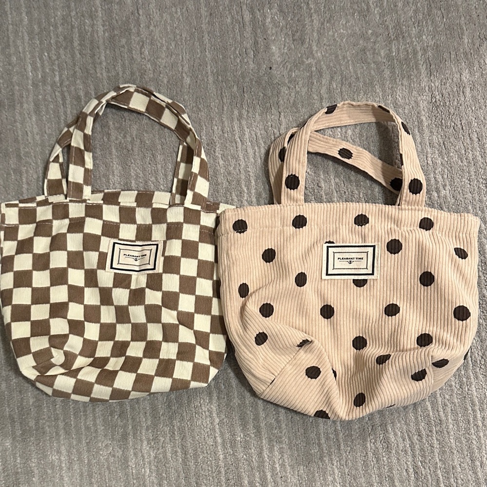 Checkered and Polka Dot Women's Tote Bags